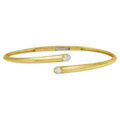 Bracelet ouvert avec diamants en or jaune 14k