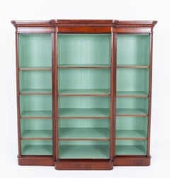 Victorian Mahogany Breakfront Bookcase, Open Design, Circa 1860
