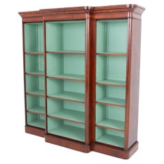 Victorian Mahogany Breakfront Bookcase, Open Design, Circa 1860