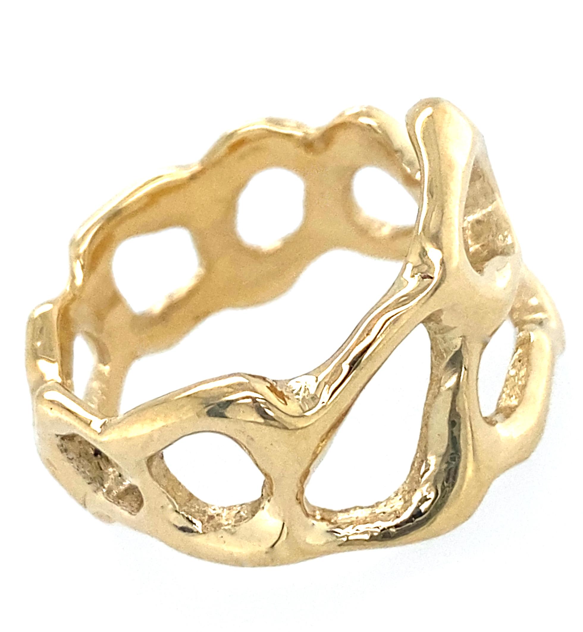 Freiformiges Unisex-Ring aus Gelbgold „Open Cell“ im Angebot 2