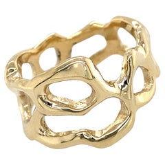"Open Cell" Freeform Unisex Band in Yellow Gold