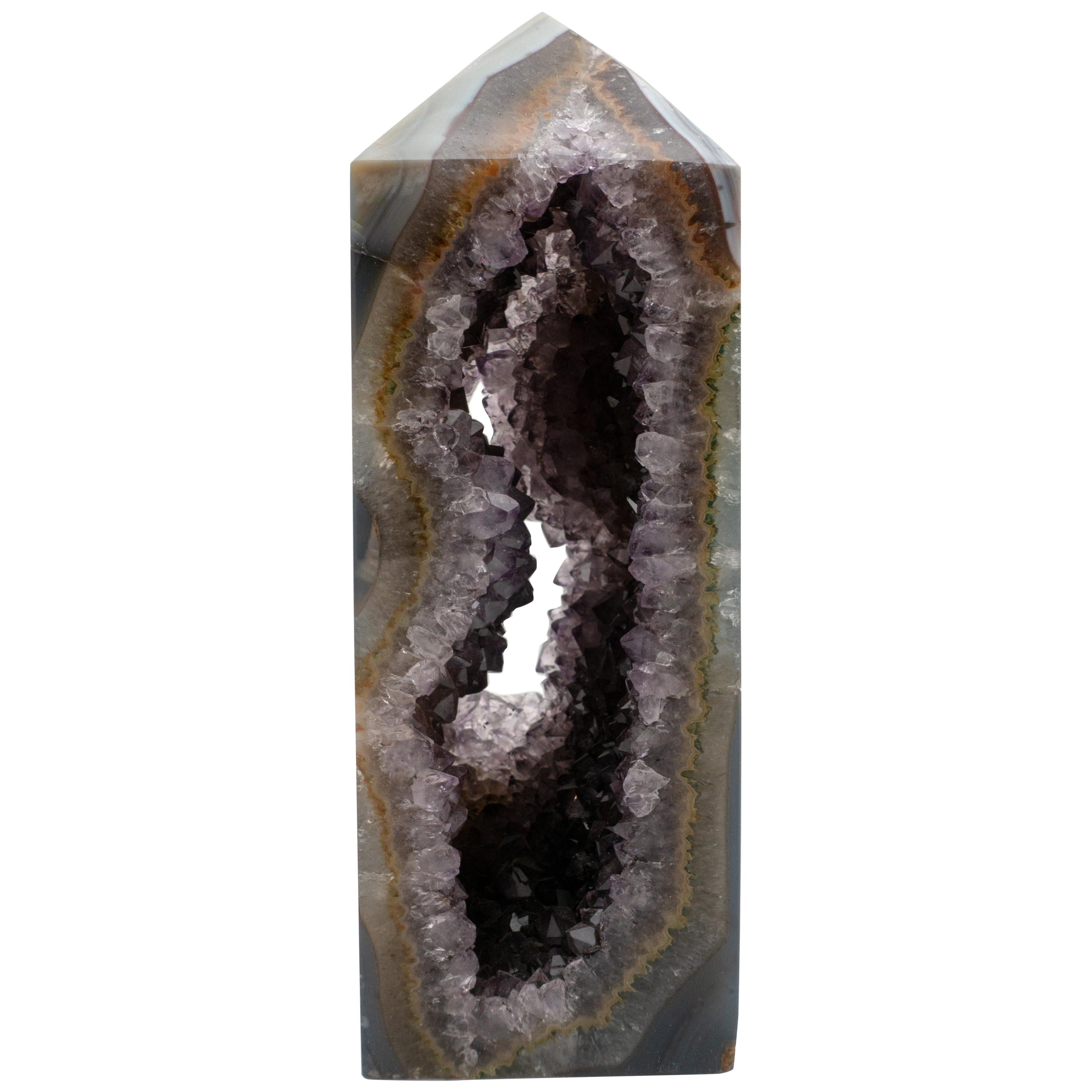 Open-Centre Agate and Amethyst Mineral Obelisk