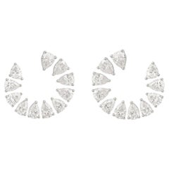 Open Circle 18K Yellow Gold Pear Cut Diamond Stud Earrings