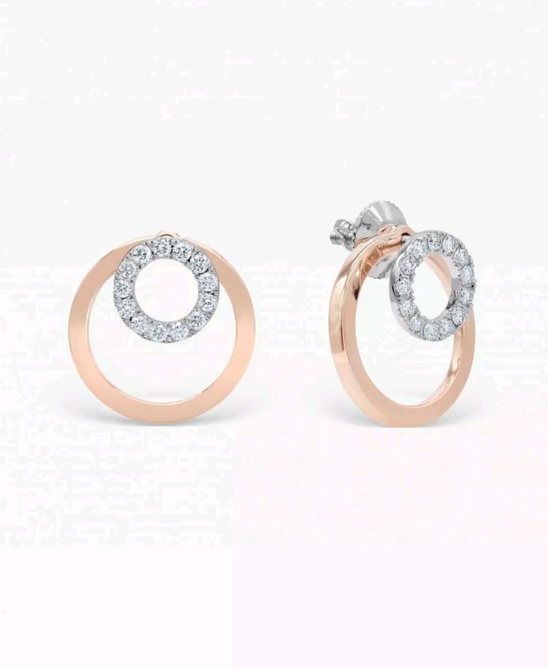 Boucles d'oreilles de veste en or massif 14 carats et diamants en forme de cercle ouvert, cadeau de mariage Neuf - En vente à Chicago, IL