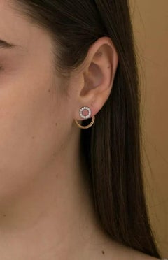 Open Circle Jacket Earring Diamond 14k Solid Gold
