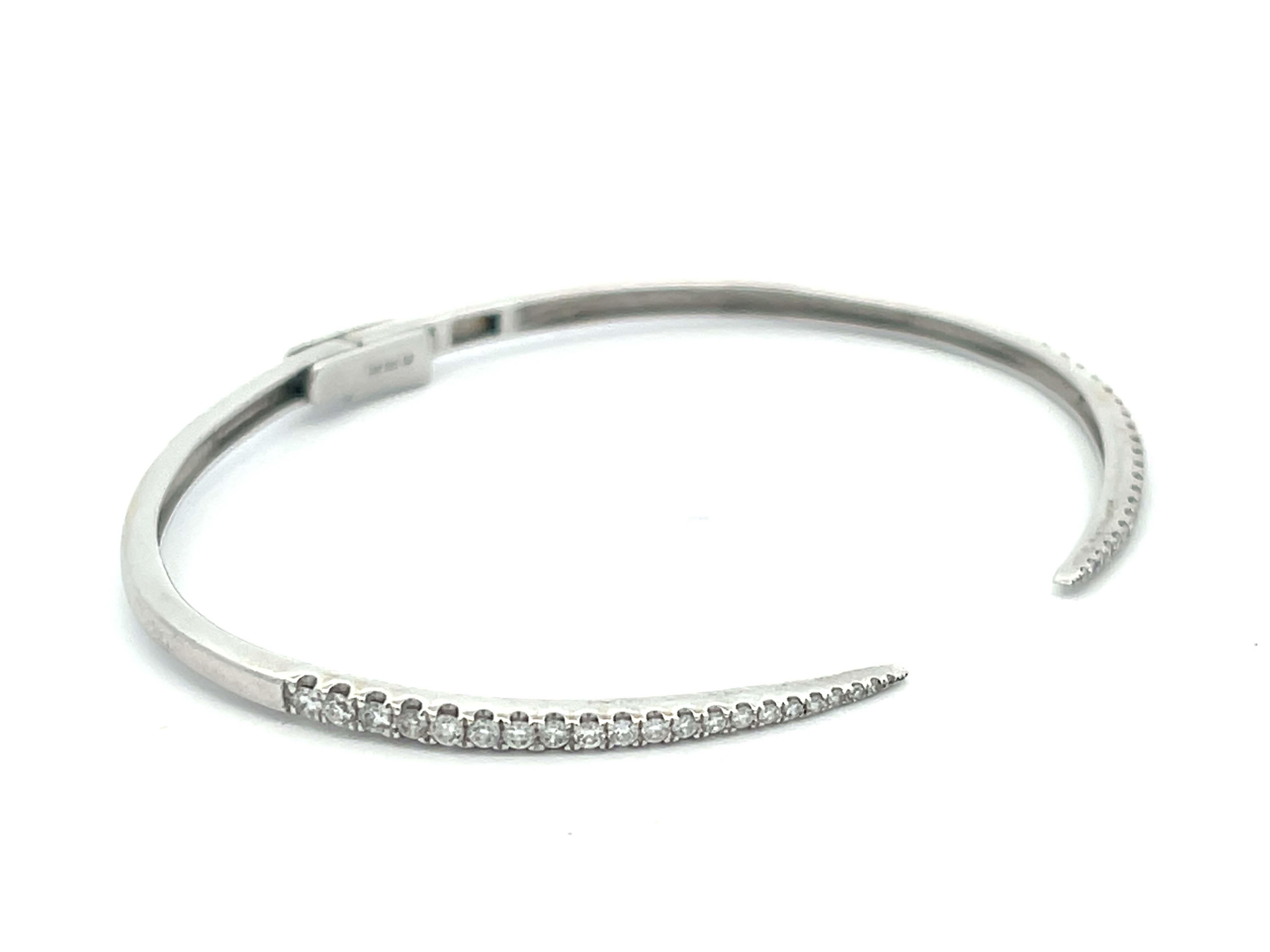 Modern Open Claw Diamond Bangle in 14k White Gold For Sale