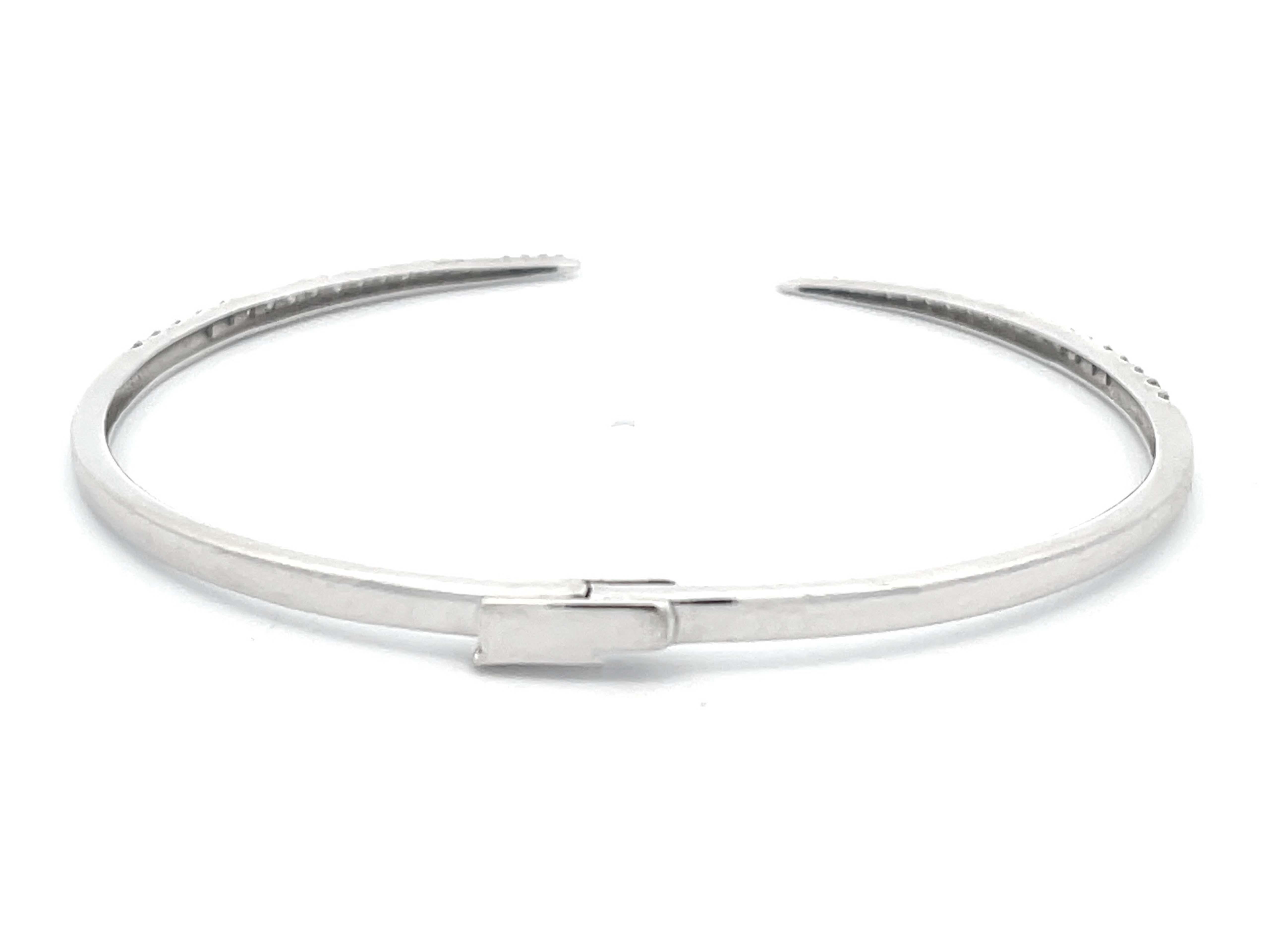 Open Claw Diamond Bangle in 14k White Gold For Sale 1