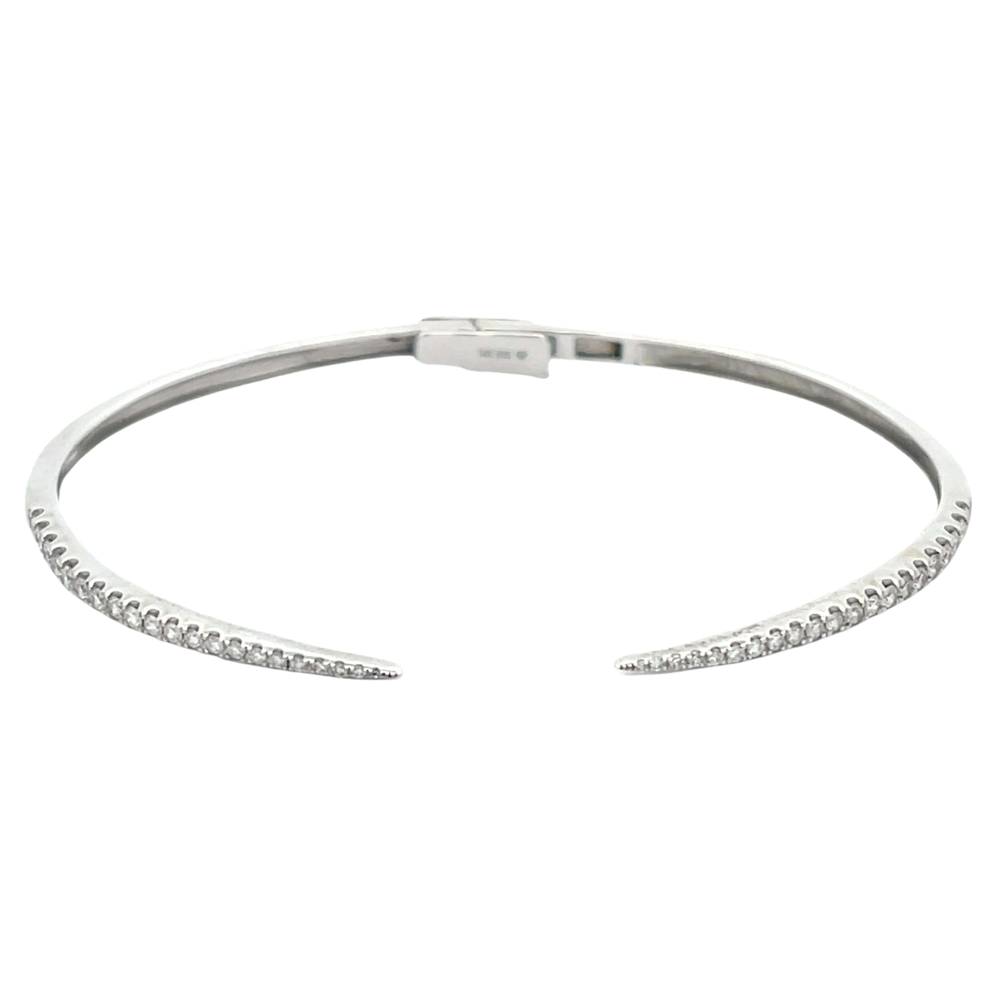 Open Claw Diamond Bangle in 14k White Gold For Sale