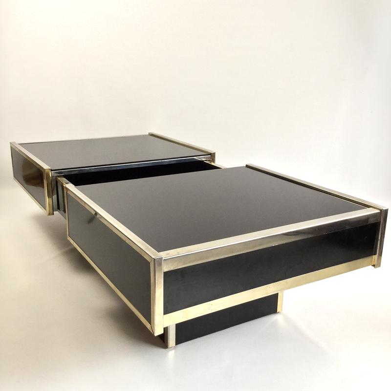 Mid-Century Modern Open Cocktail Bar Coffee Table by Maison Lancel in a Style of Willy Rizzo