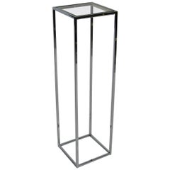 Open Construction Chrome-Plated Steel Pedestal with Inset Brass Trim