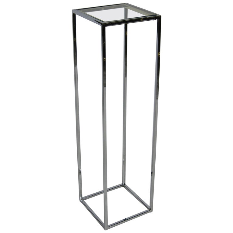 Open Construction ChromePlated Steel Pedestal with Inset Brass Trim at