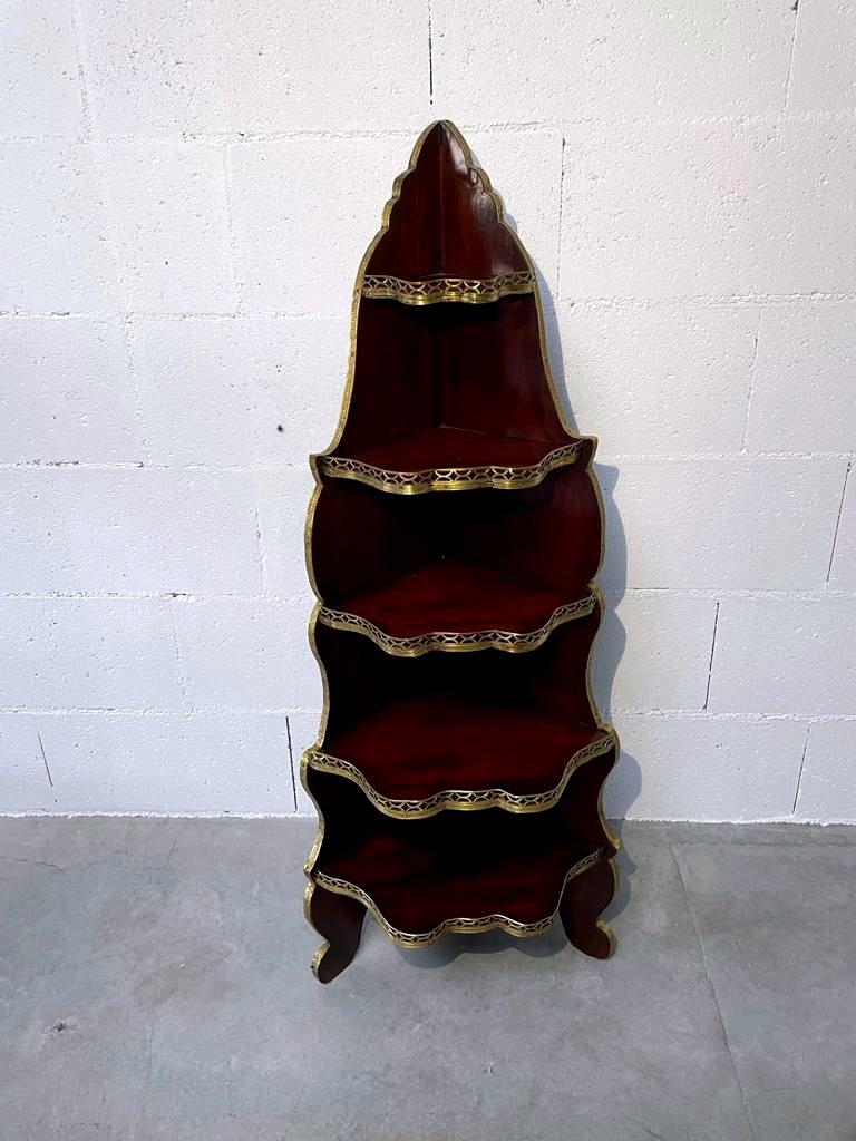 Open Corner Shelf on Feet, Solid Rosewood and Rosewood Veneer, 19th Century For Sale 2