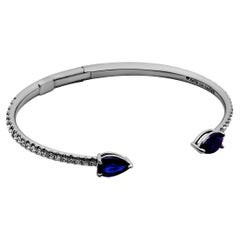 Offenes Manschettenarmband mit Diamanten und Saphiren
