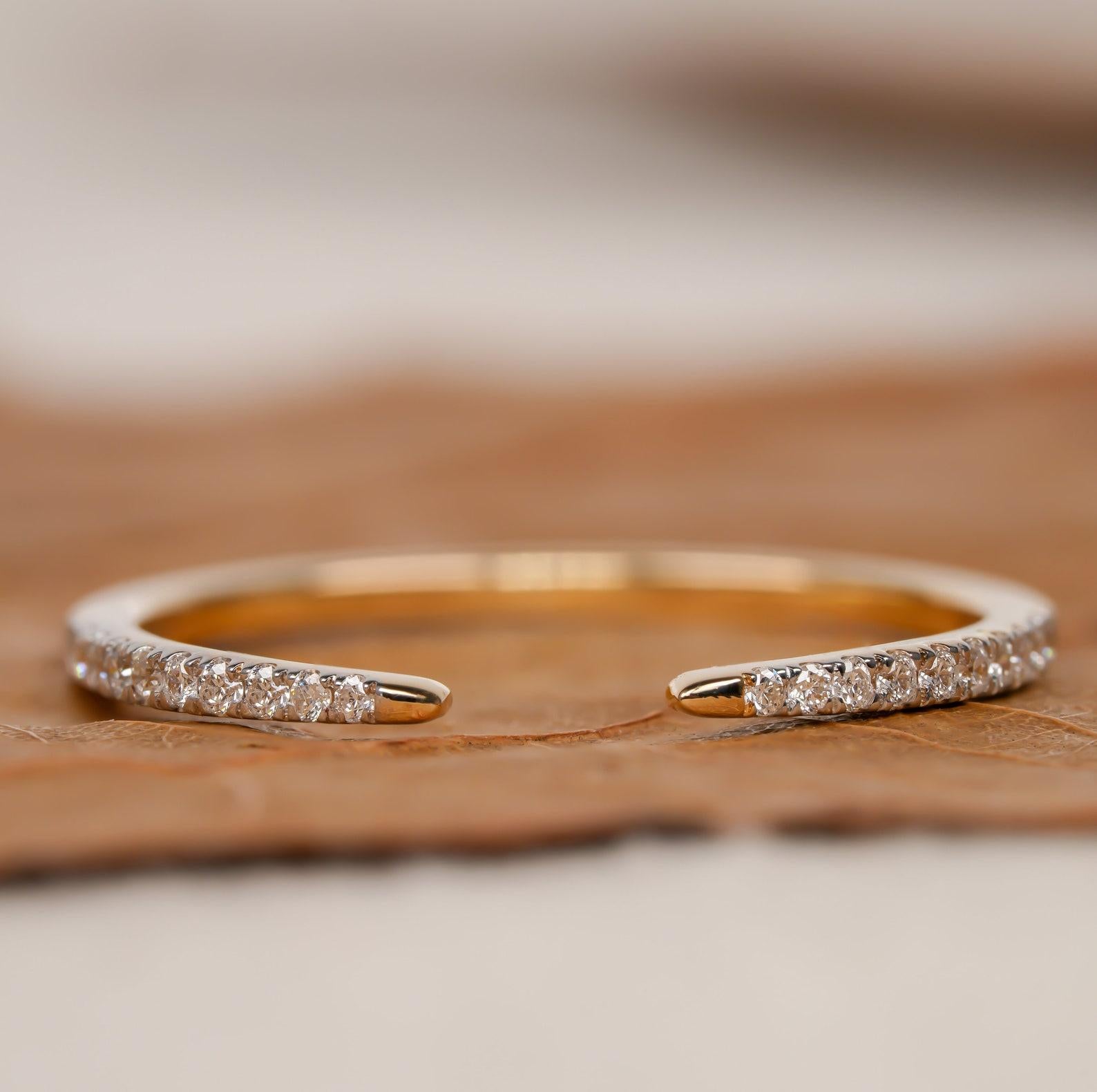 Open Cuff Claw Diamond Ring 14k Gold Diamond Ring UniqueMinimalist Gift For Her For Sale 5