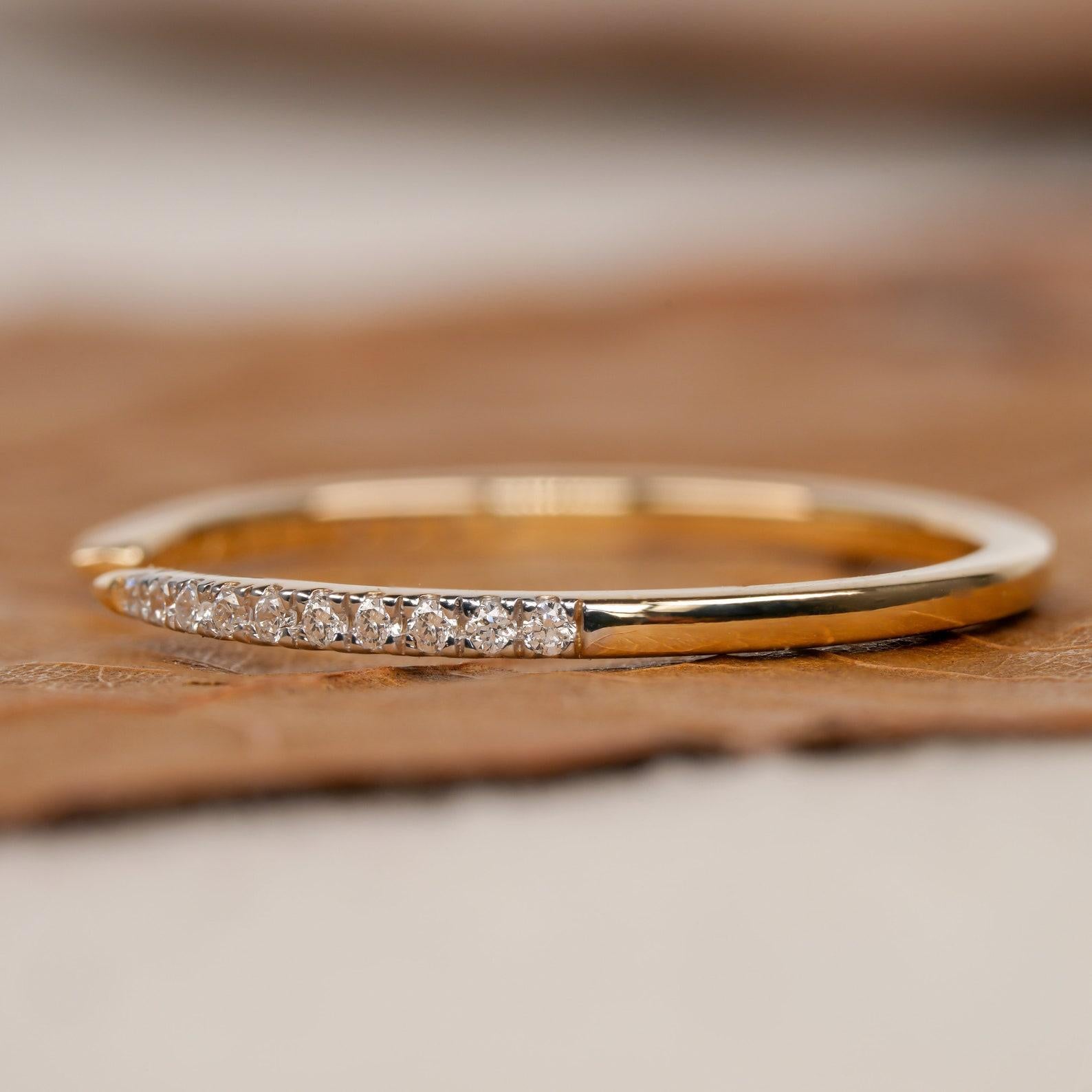 Art Deco Open Cuff Claw Diamond Ring 14k Gold Diamond Ring UniqueMinimalist Gift For Her For Sale