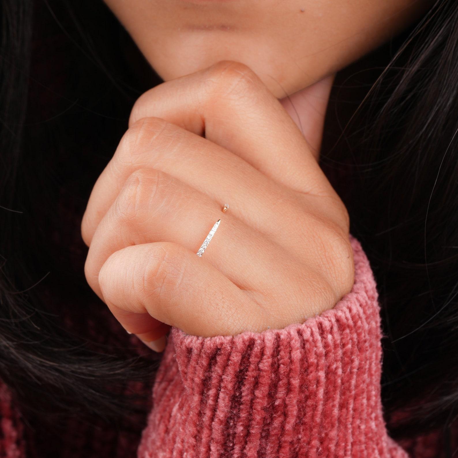 Open Cuff Claw Diamond Ring 14k Gold Diamond Ring UniqueMinimalist Gift For Her In New Condition For Sale In Chicago, IL