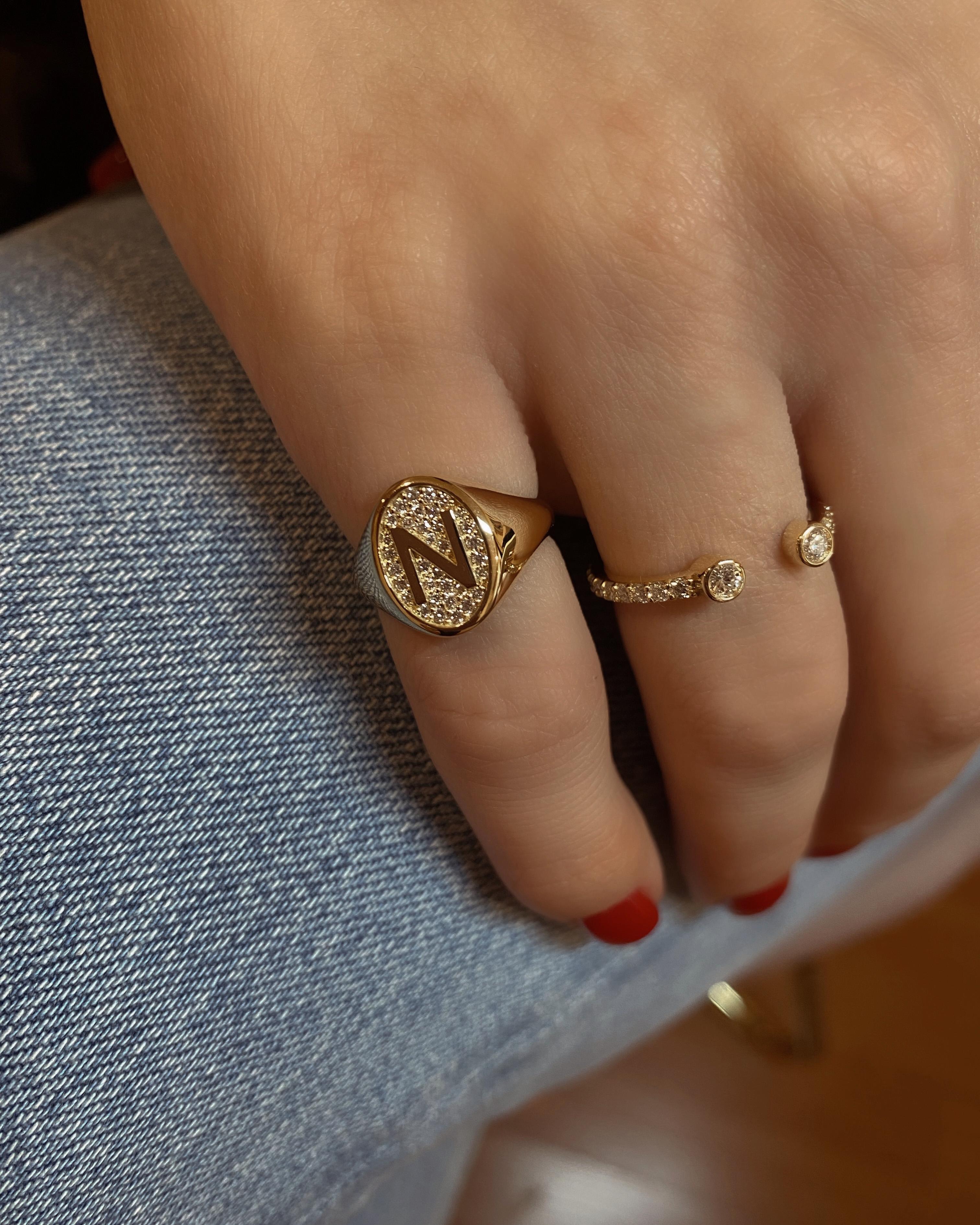Offener Diamantring 0,56 Karat,  in 18K Gold (Rundschliff) im Angebot