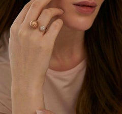 Open Diamond Ring 14K Band Round Yellow Gold Cocktail