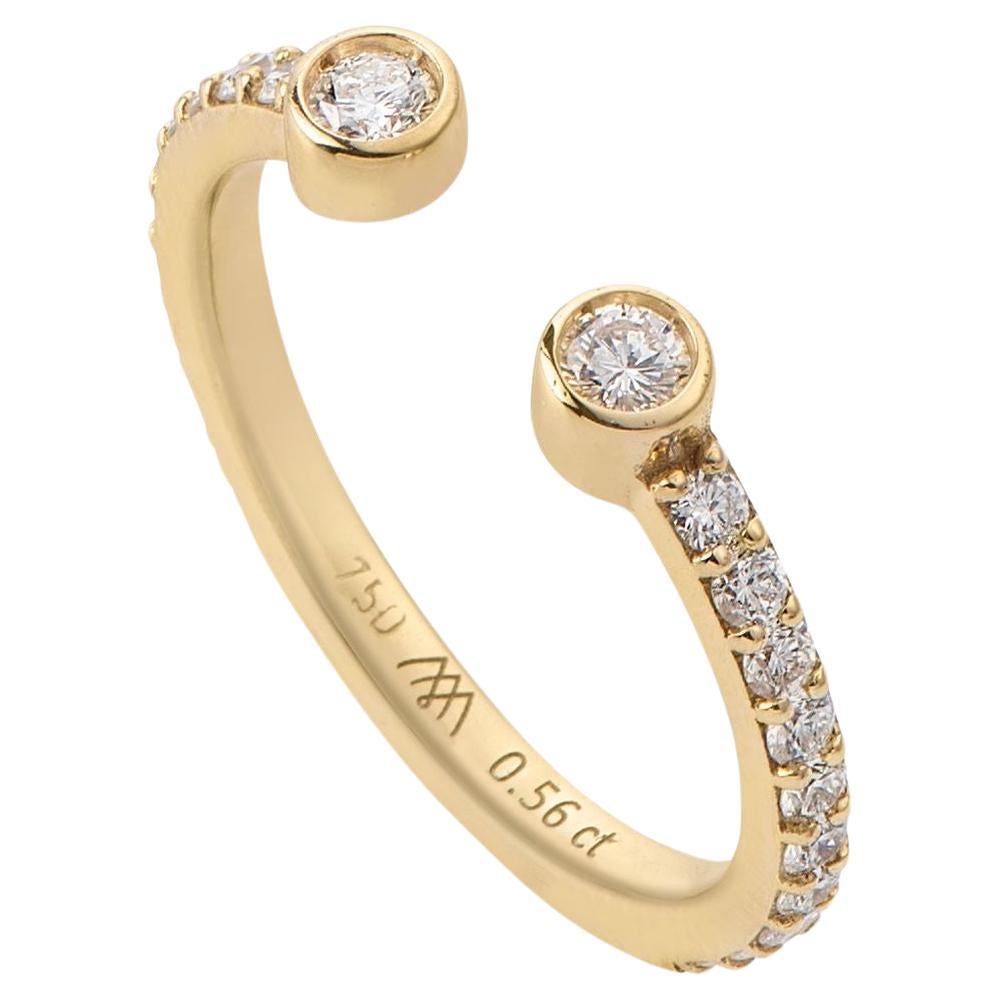 En vente :  Bague ouverte avec diamants 0,56 carat, or 18 carats