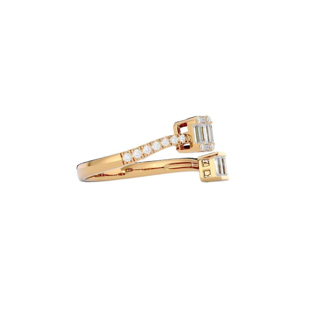 Baguette Cut Open Diamond Ring in 18 Karat Gold For Sale