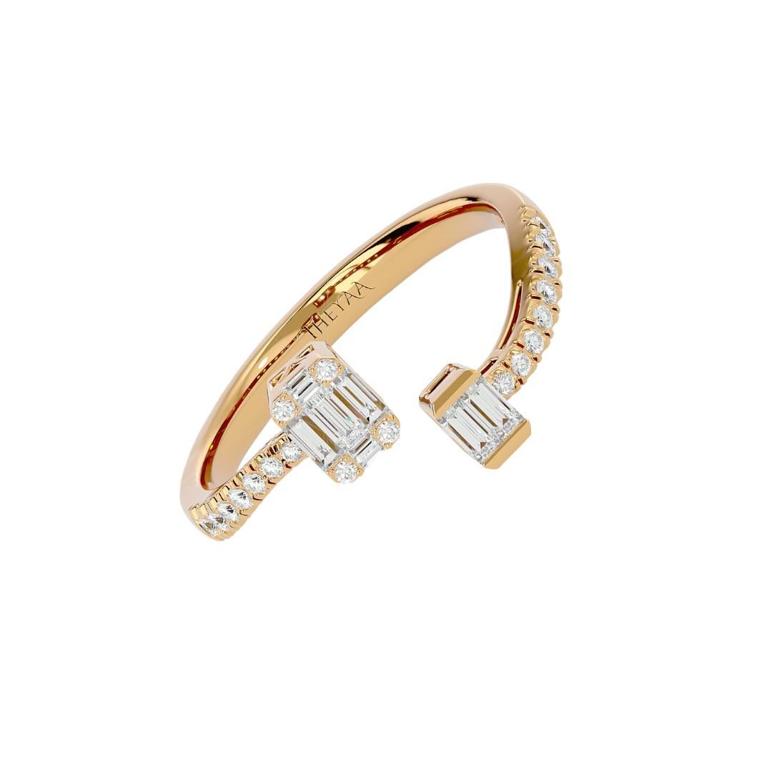 Women's or Men's Open Diamond Ring in 18 Karat Gold For Sale