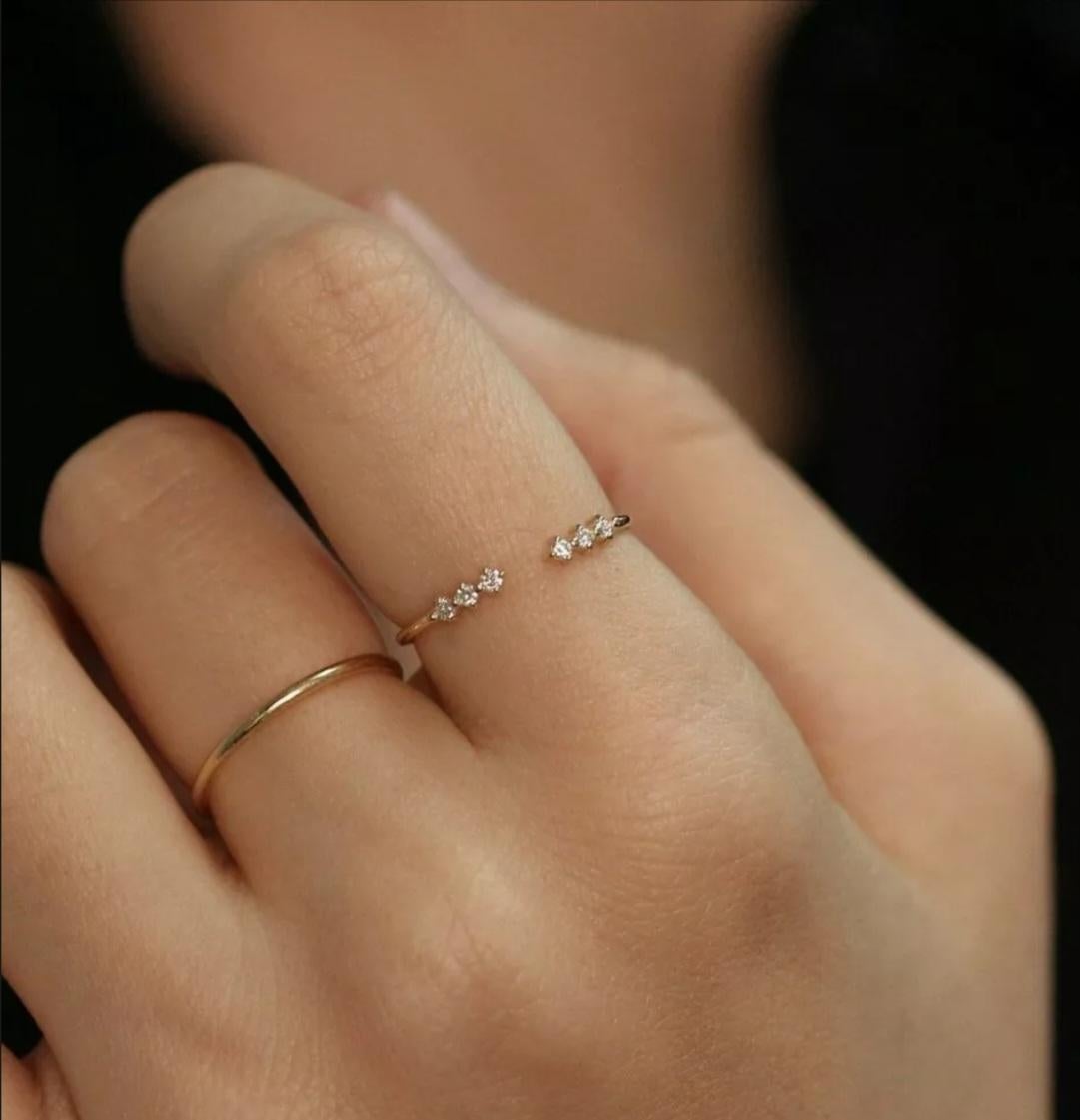 Open Diamond Wedding Ring 14k Solid Gold Minimalist Stacking Ring Cuff Ring Gift

Base Metal
Yellow Gold
Certification
14K Hallmarked, IGI
Main Stone Color
White/Colorless
Diamond Weight
0.075 cts Approx
Metal
Yellow Gold
Diamond Size
1 mm