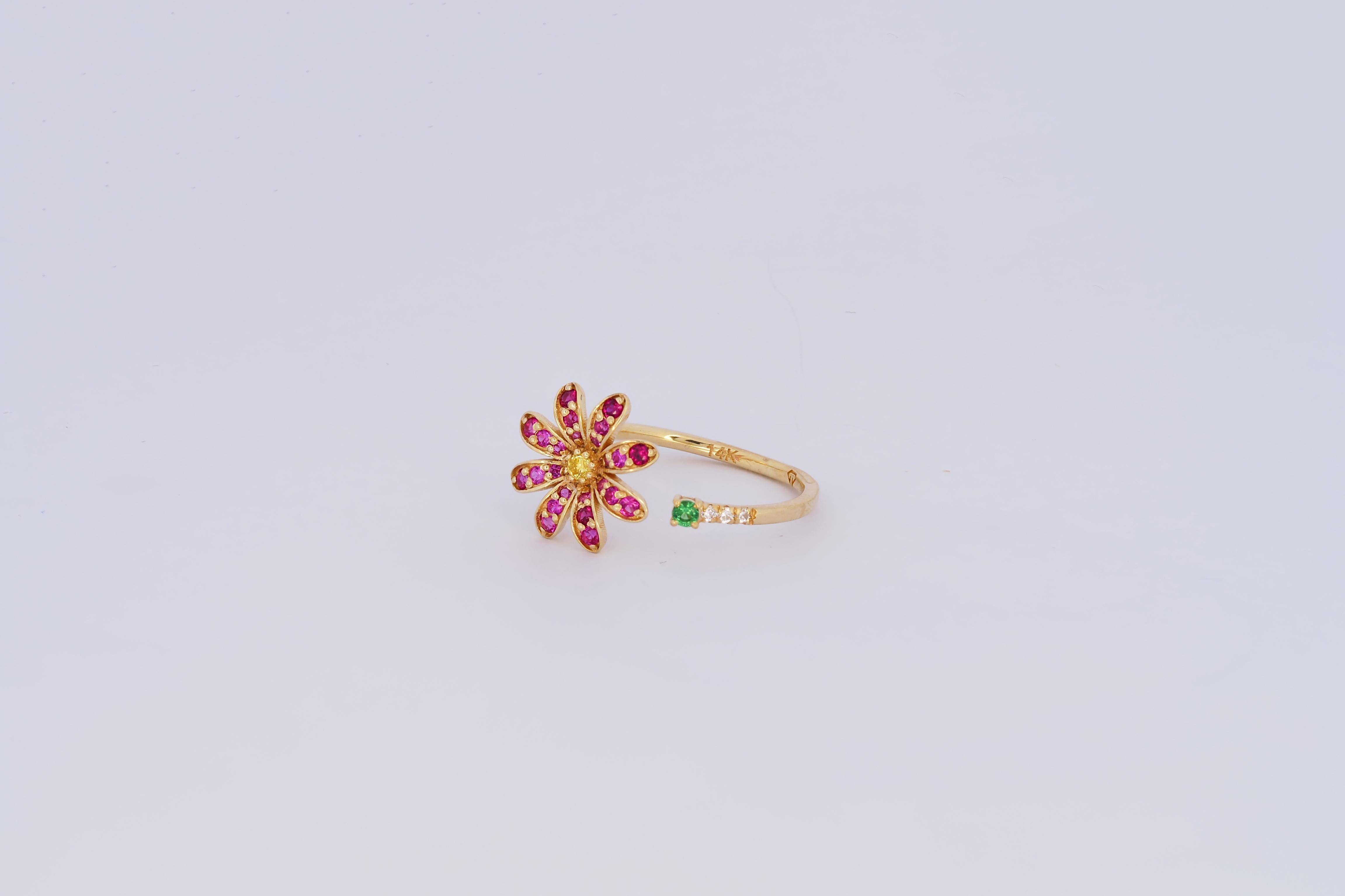 For Sale:  Open ended flower ring in 14k gold 2