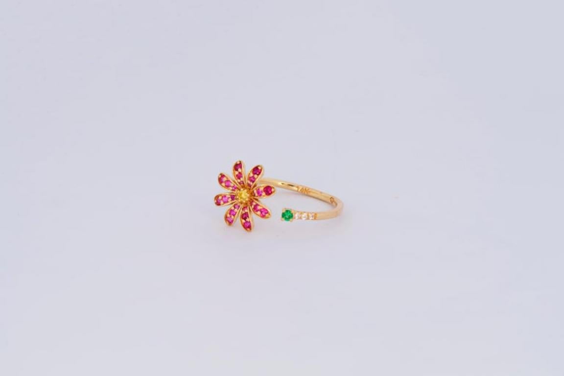 Open Ended Flower Ring in 14k Gold 3