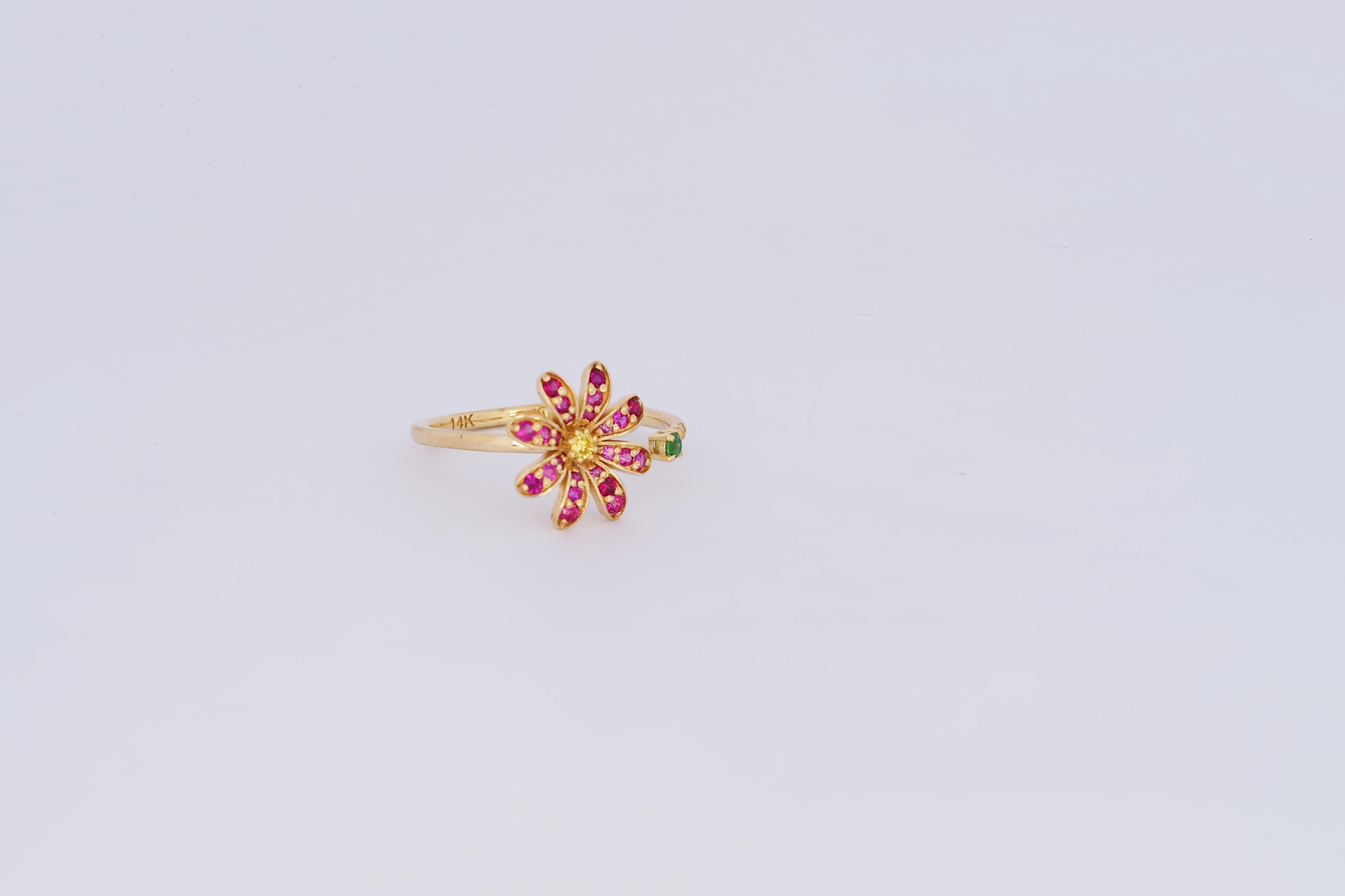 For Sale:  Open ended flower ring in 14k gold 3