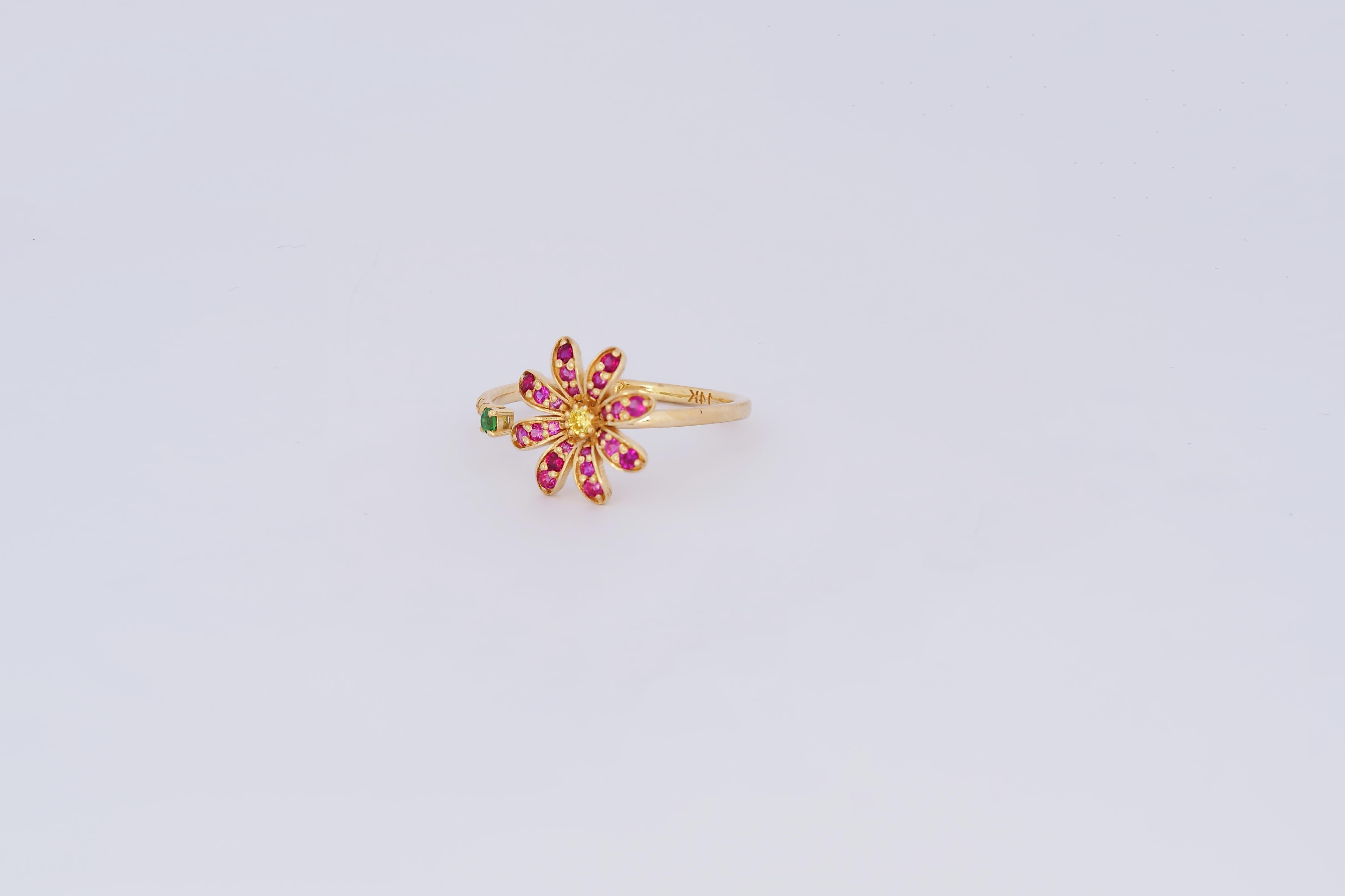 For Sale:  Open ended flower ring in 14k gold 4