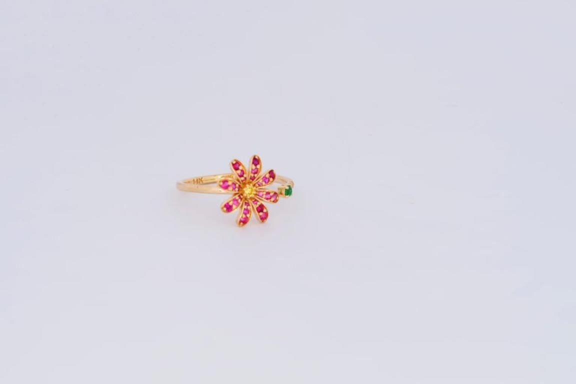 Open Ended Flower Ring in 14k Gold 5