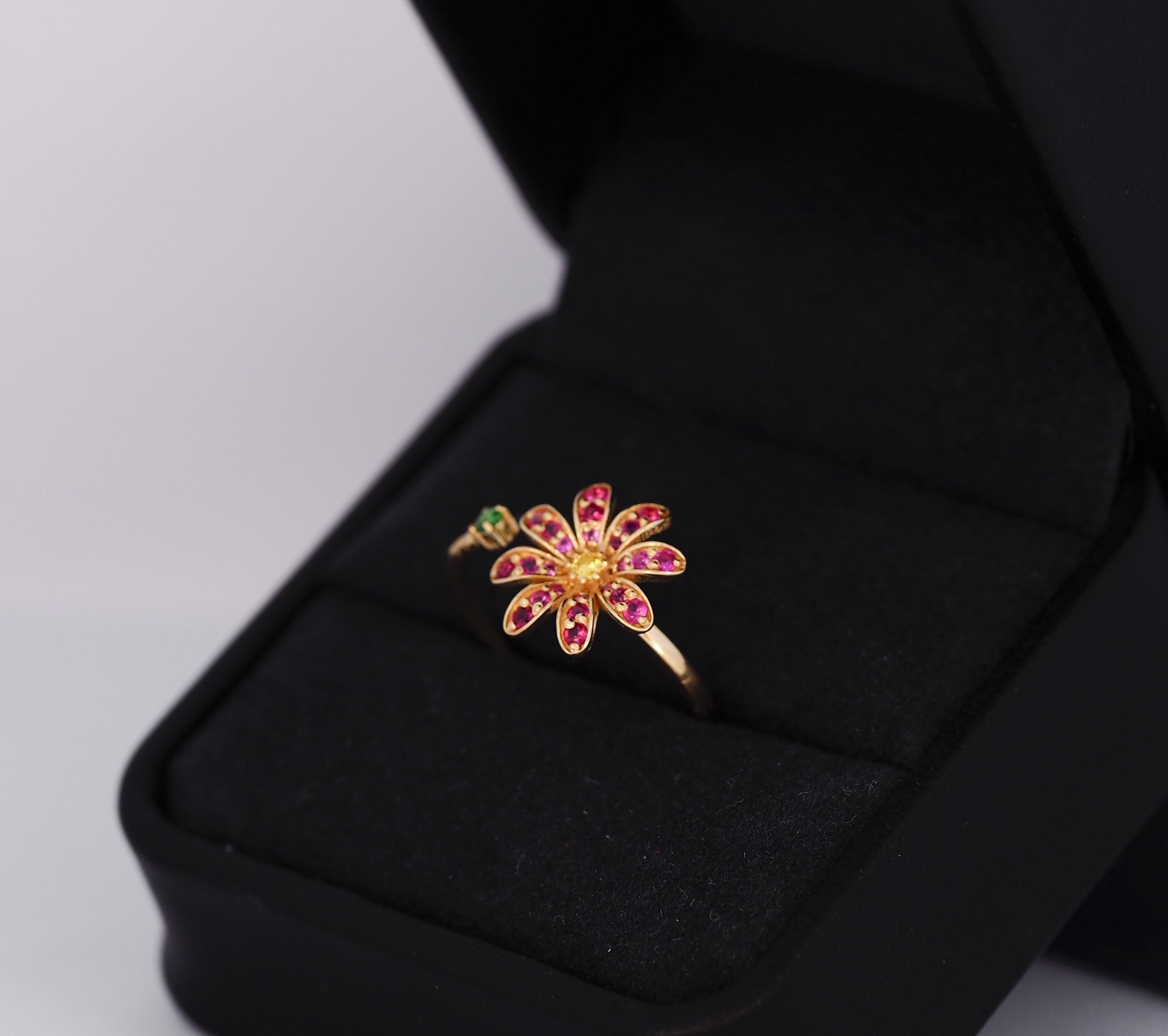 For Sale:  Open ended flower ring in 14k gold 6