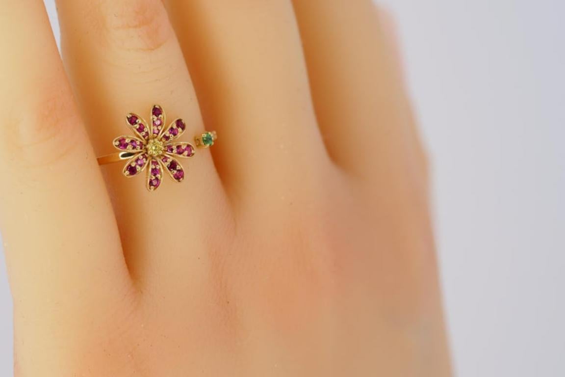 Open Ended Flower Ring in 14k Gold 8