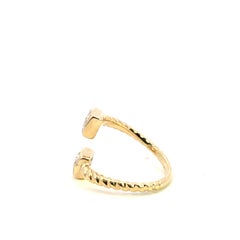 Open-ended gold ring with two square-shaped diamond clusters 14k Yg 0.50CT