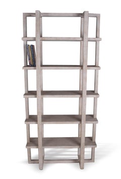 Libreria a scaffale aperto in olmo recuperato