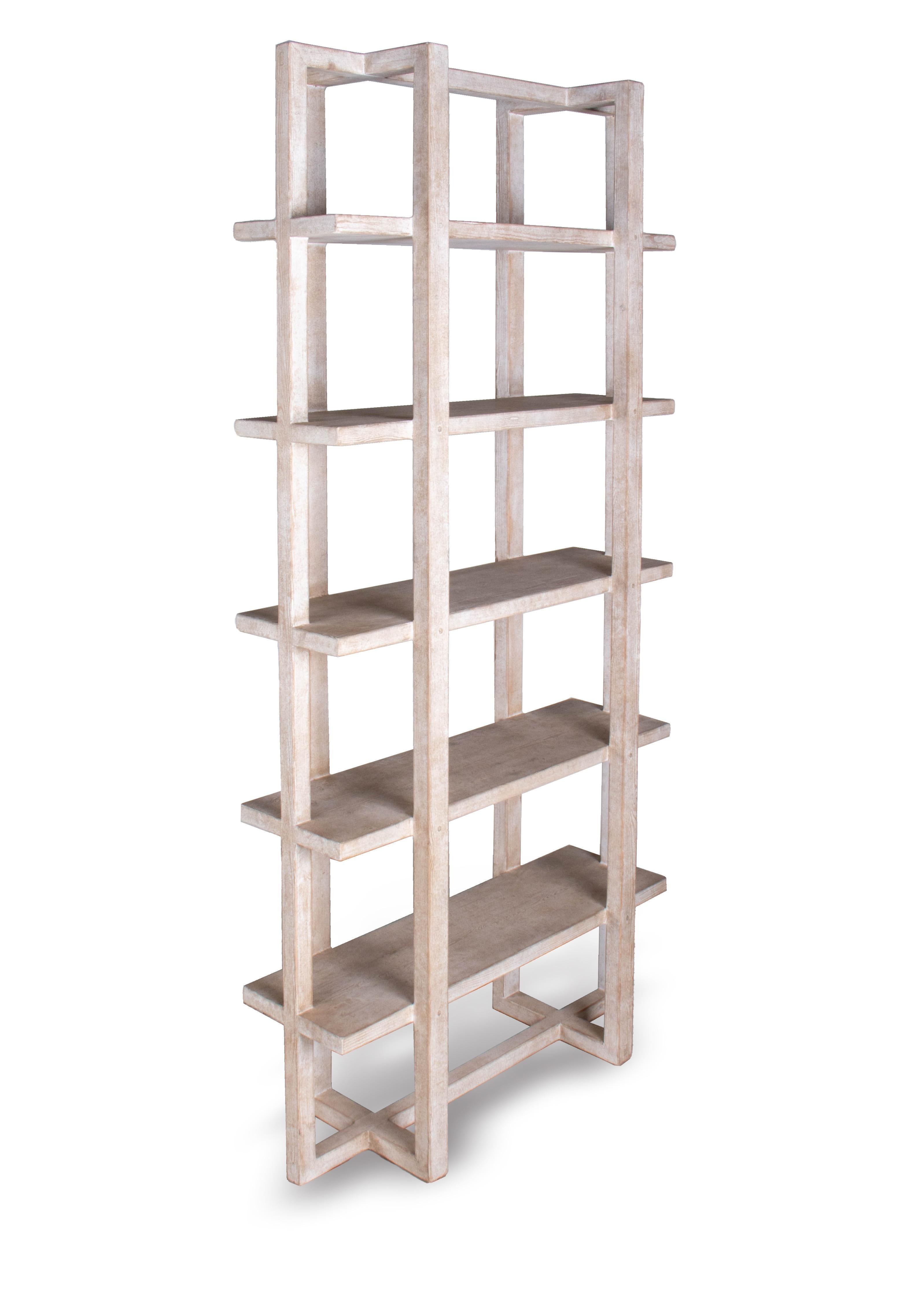 Organic Modern Open Etagere Reclaimed Elm Bookshelf