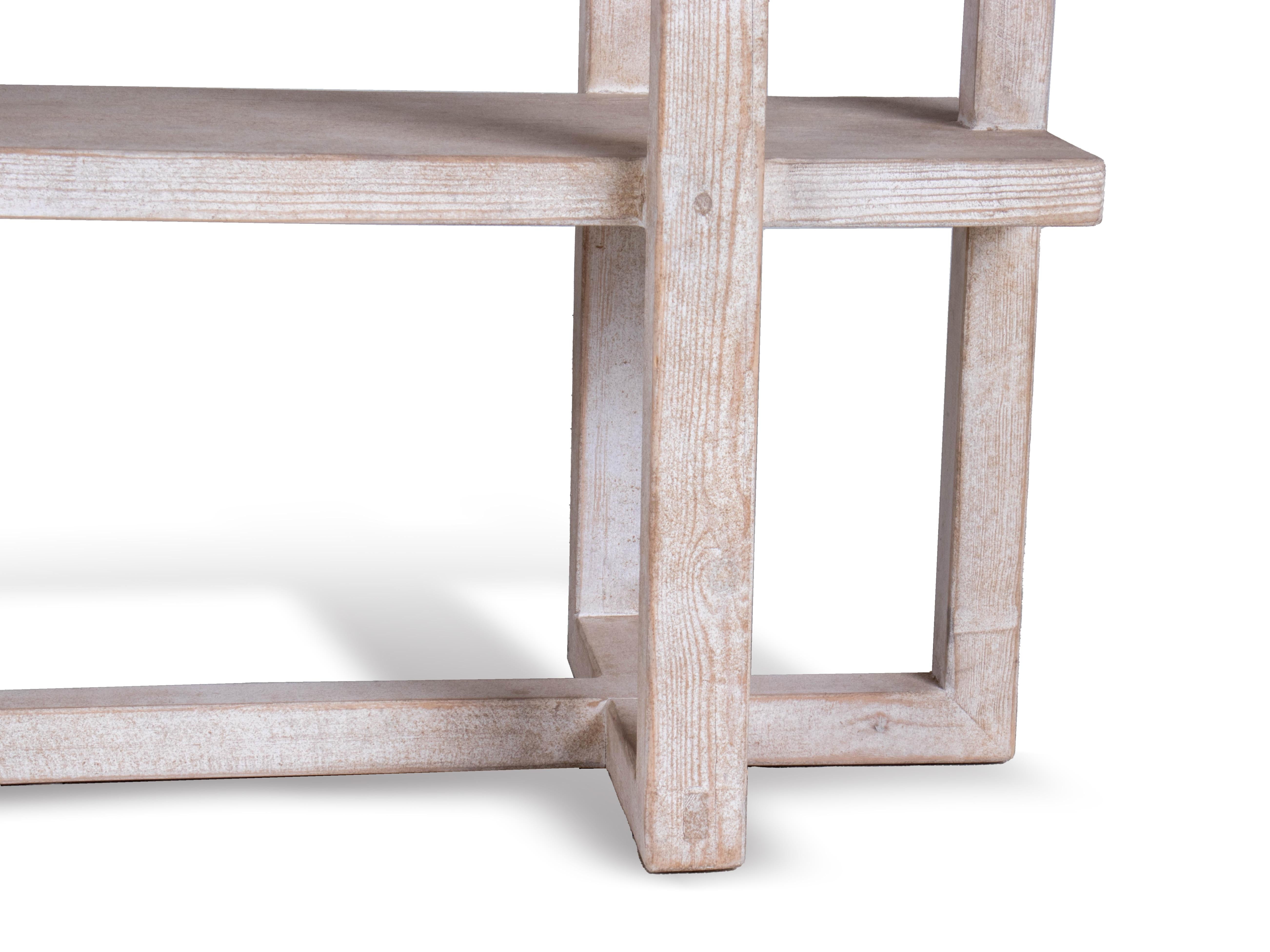Contemporary Open Etagere Reclaimed Elm Bookshelf