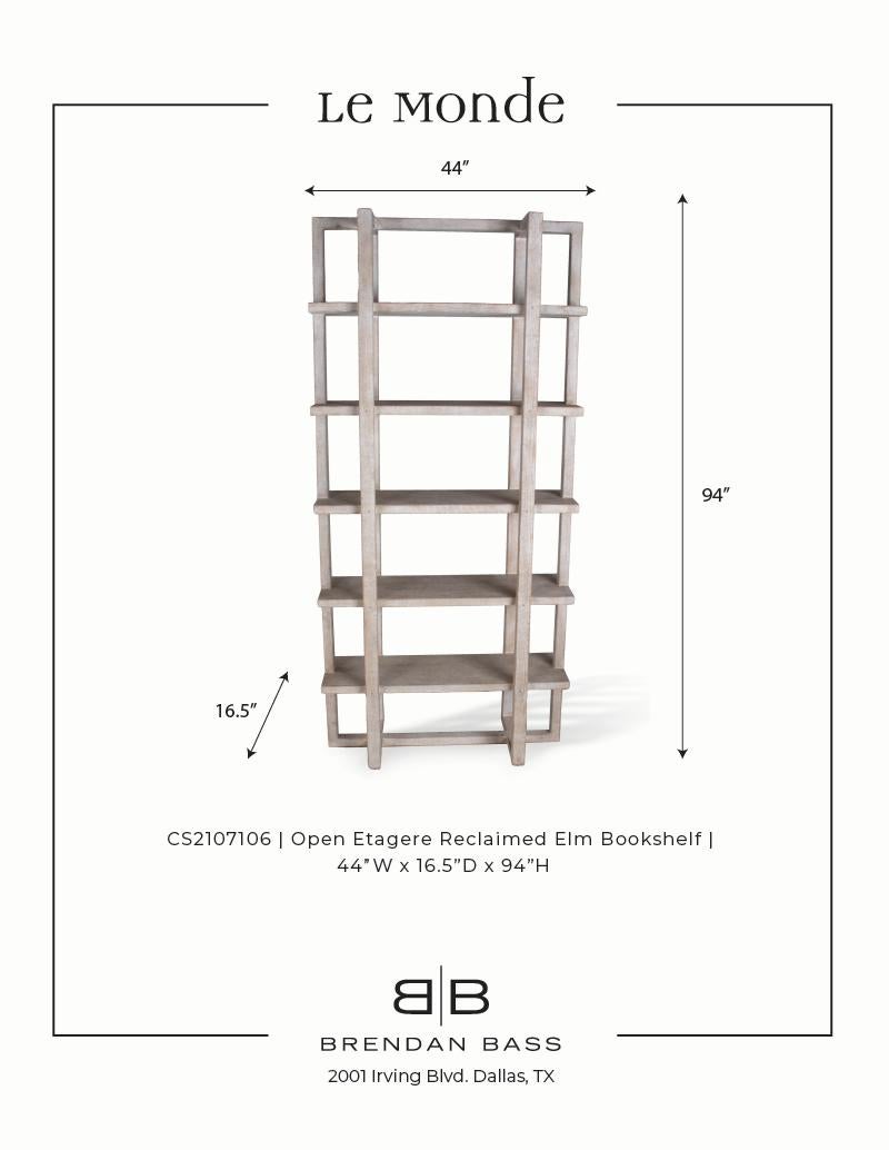 Open Etagere Reclaimed Elm Bookshelf 3