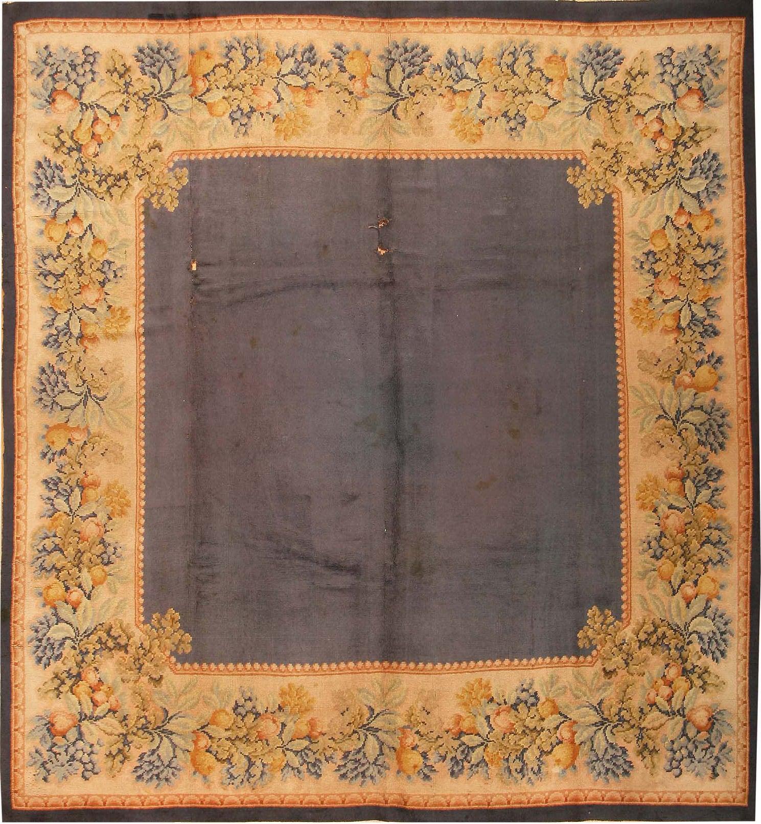 A Beautiful Open Field Antique Continental Rug, Origin Of The Area Rug: England, Circa Date: Late 19th Century 