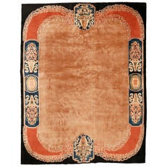 Open Field Chinese Art Deco Rug with Architectural Border