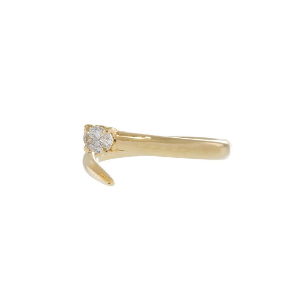 Contemporain Bague à doigt ouvert avec diamant ovale en or jaune 18K en vente