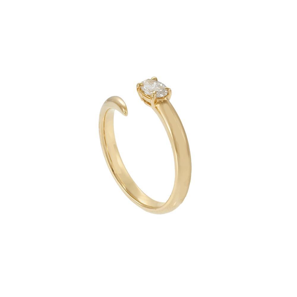 Bague à doigt ouvert avec diamant ovale en or jaune 18K Neuf - En vente à New York, NY