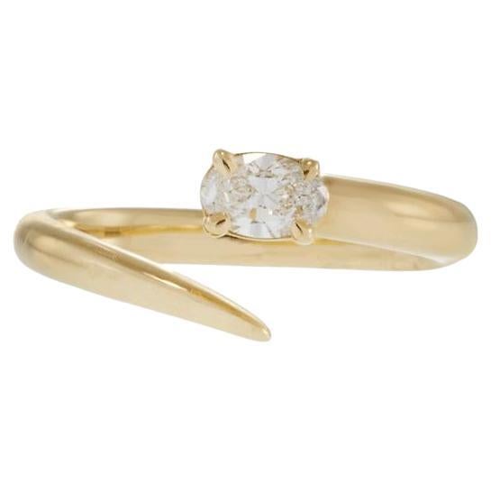 Bague à doigt ouvert avec diamant ovale en or jaune 18K en vente