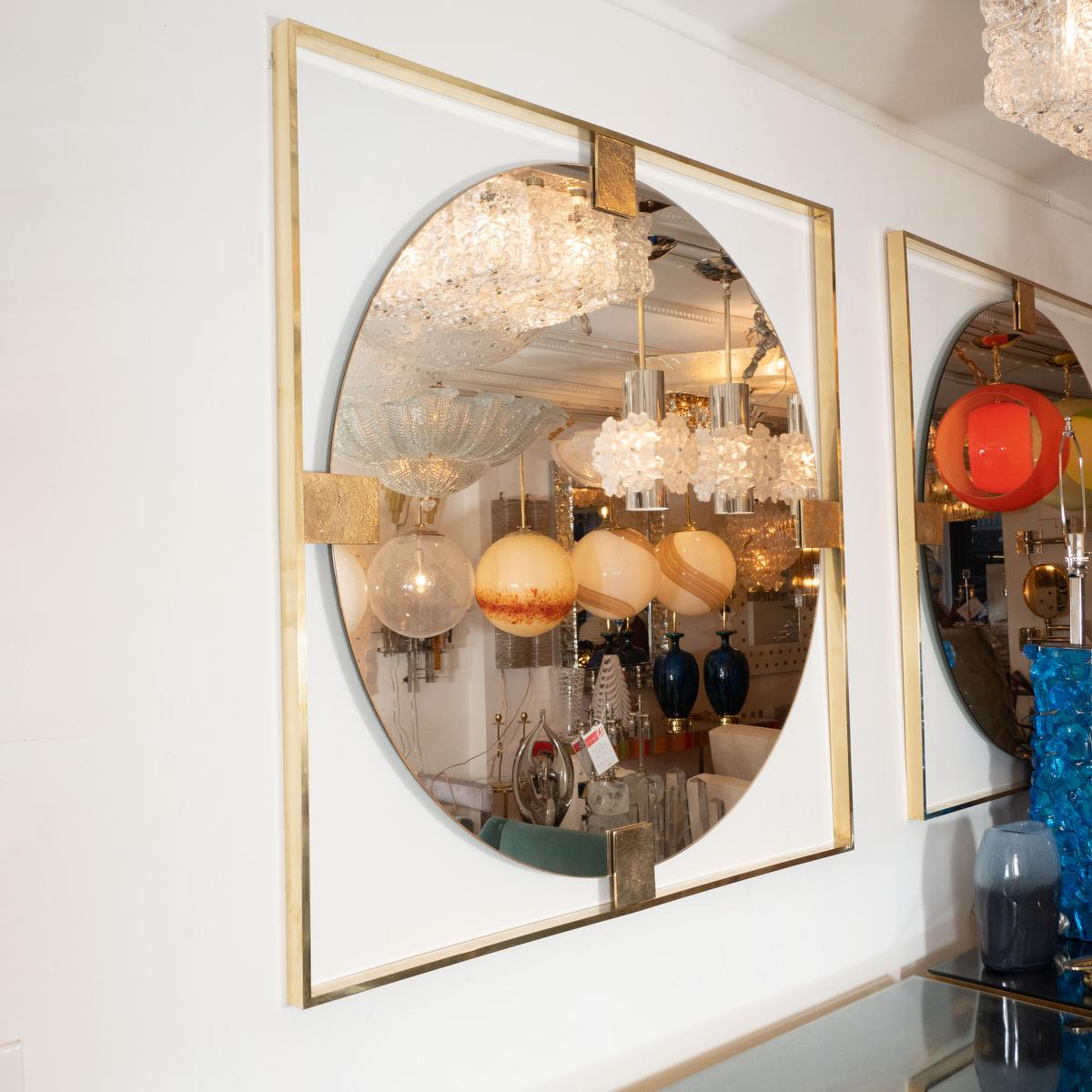 Mid-Century Modern Open Frame Brass Mirror