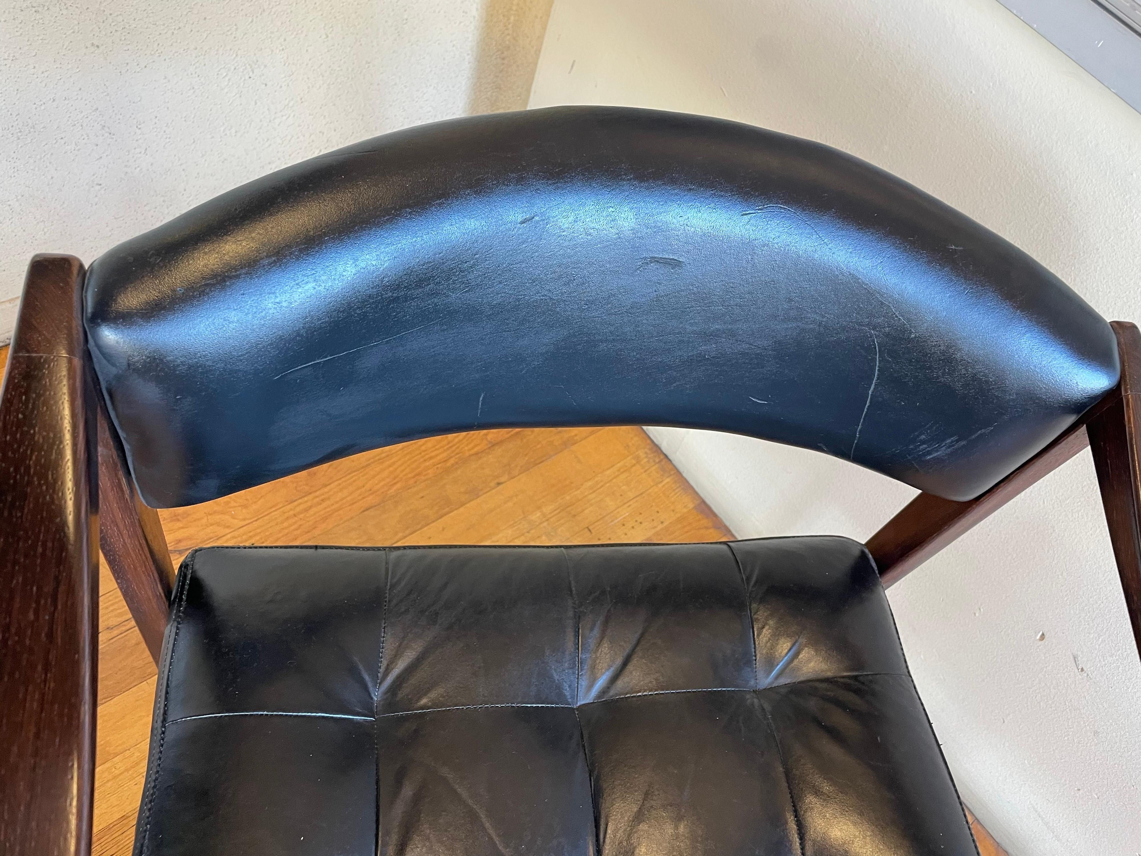 Open Frame Sculpted Armchairs Dux for Dunbar in Solid Rosewood & Leather In Good Condition In San Diego, CA