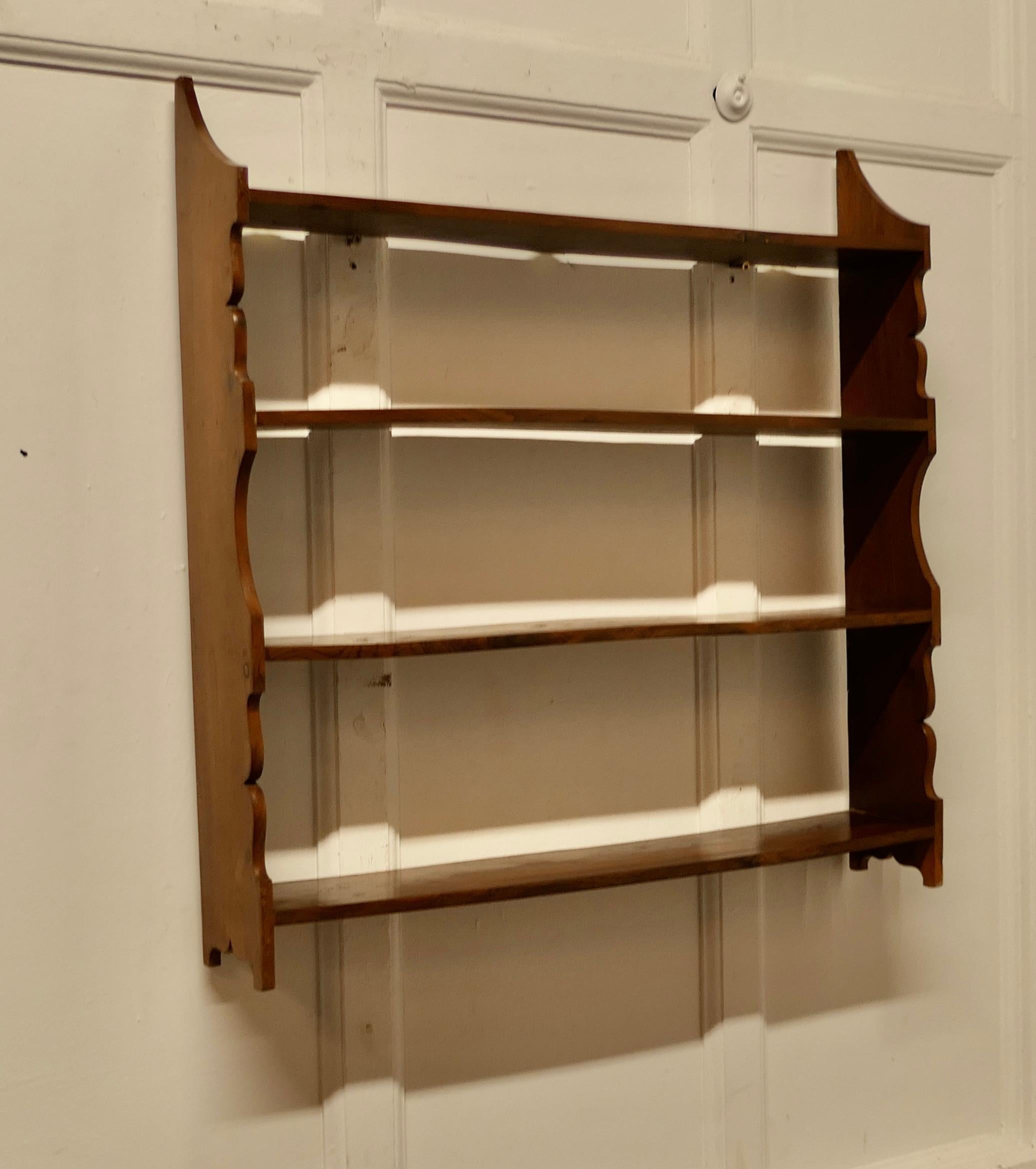 Open Front Wall Hanging Yew Bookshelf In Good Condition For Sale In Chillerton, Isle of Wight