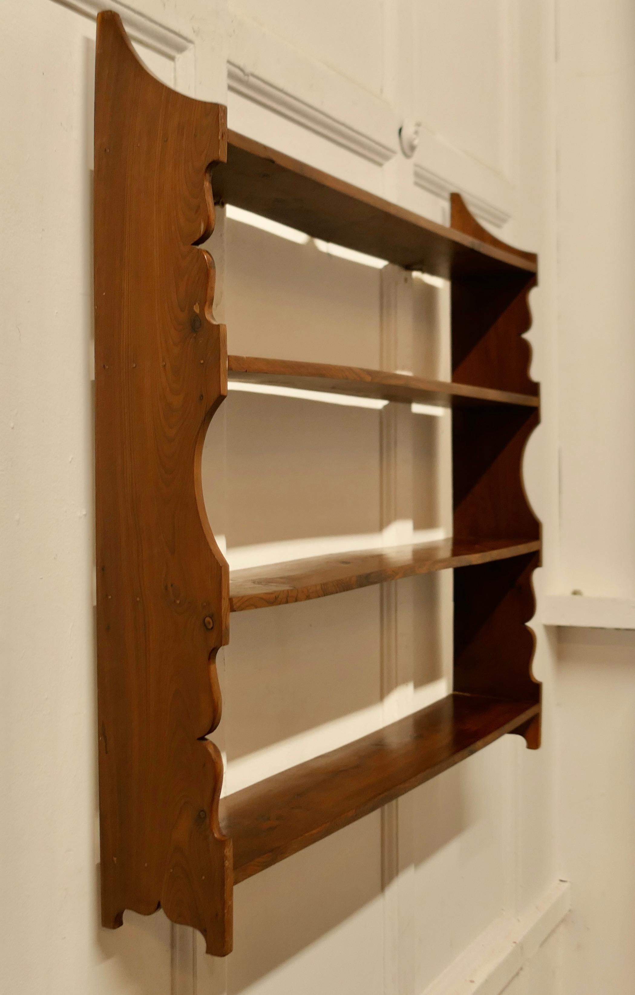 Mid-20th Century Open Front Wall Hanging Yew Bookshelf For Sale