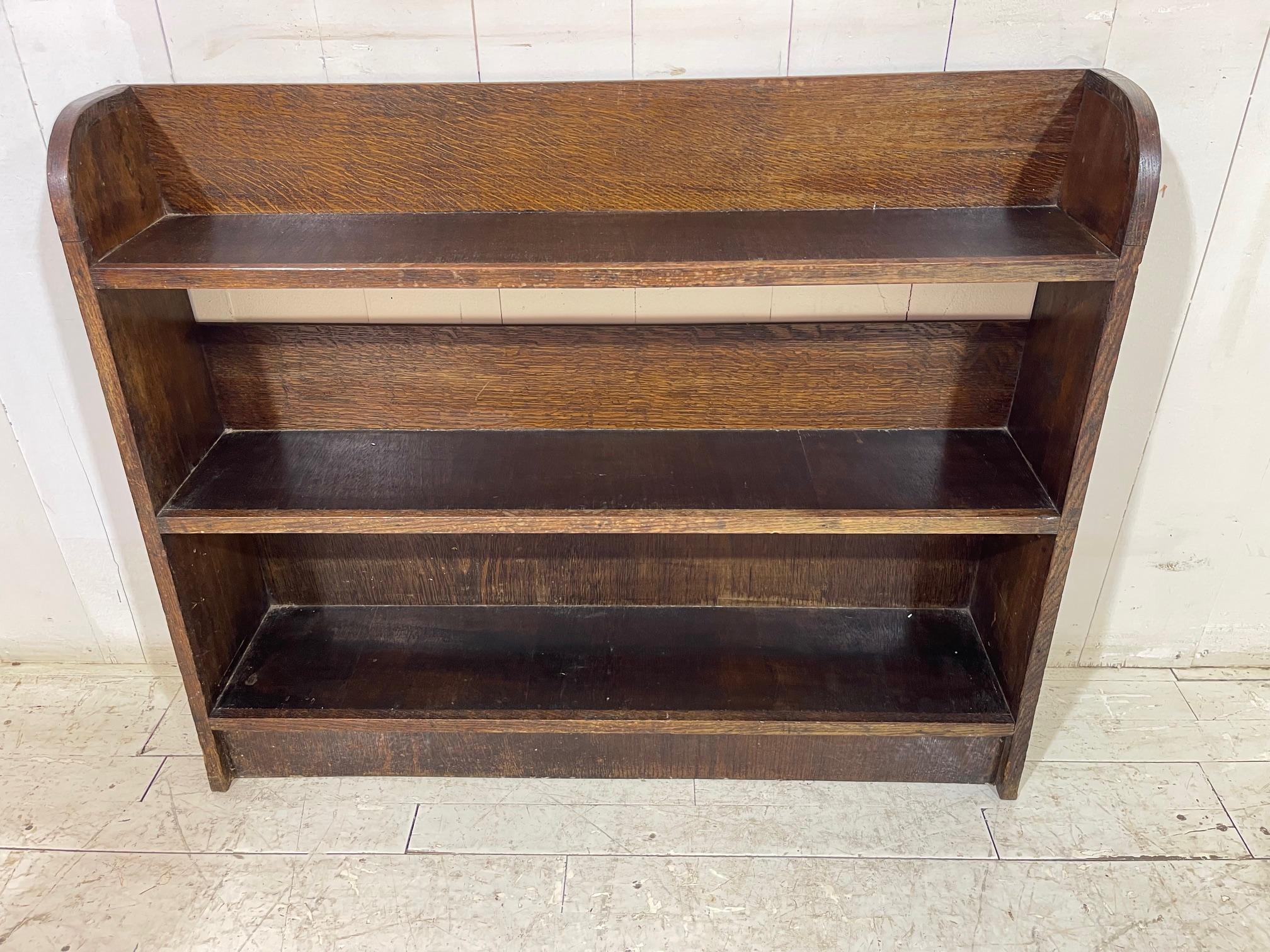 Open Fronted Victorian Graduated Bookcase in Oak For Sale 8