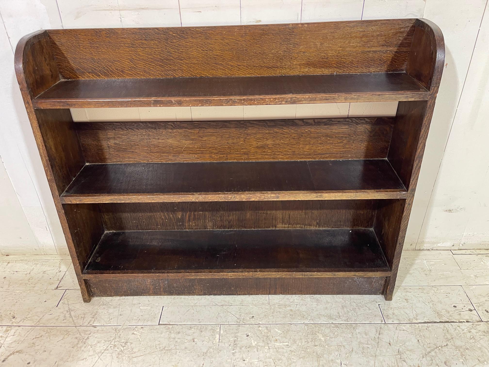Open Fronted Victorian Graduated Bookcase in Oak For Sale 9