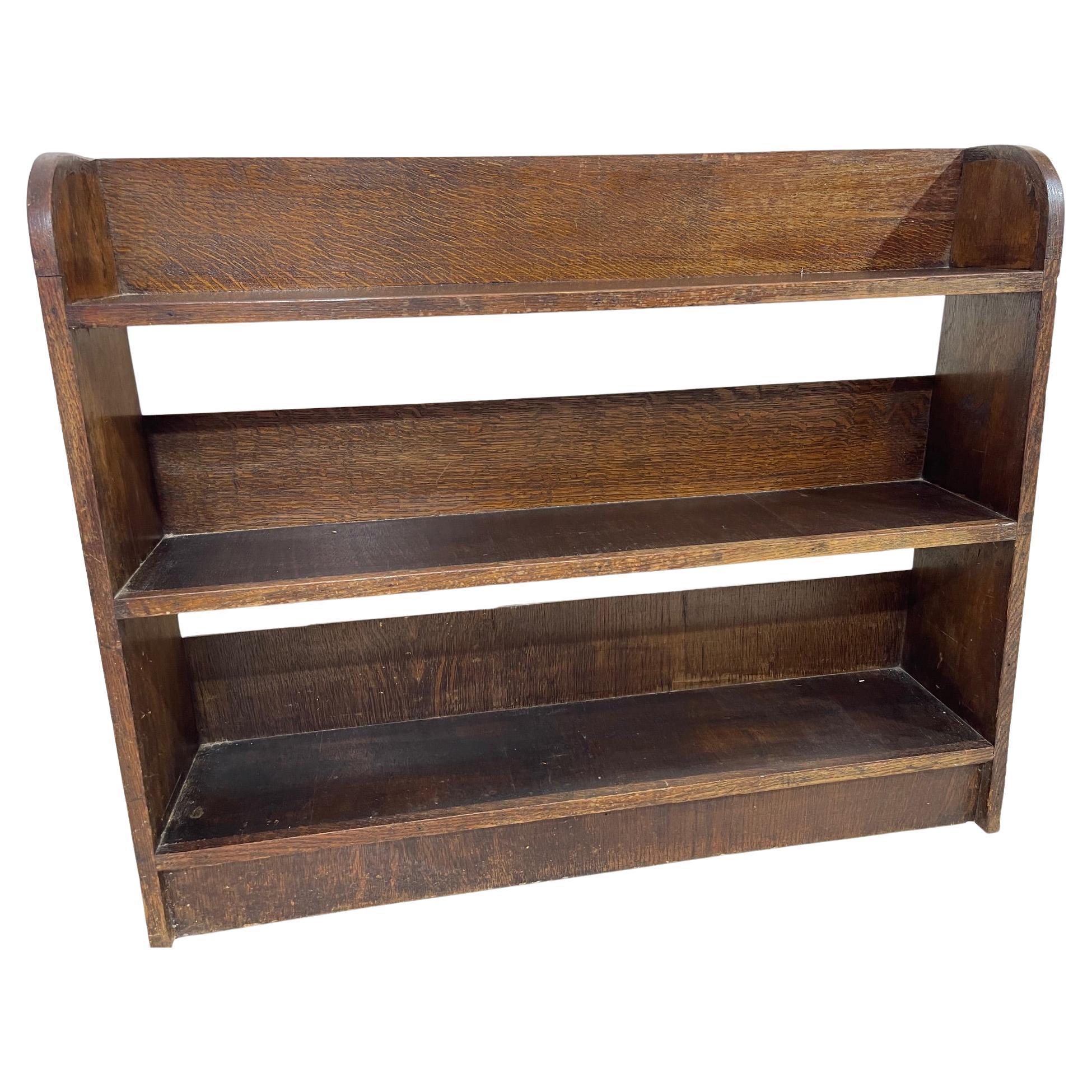 Open Fronted Victorian Graduated Bookcase in Oak For Sale